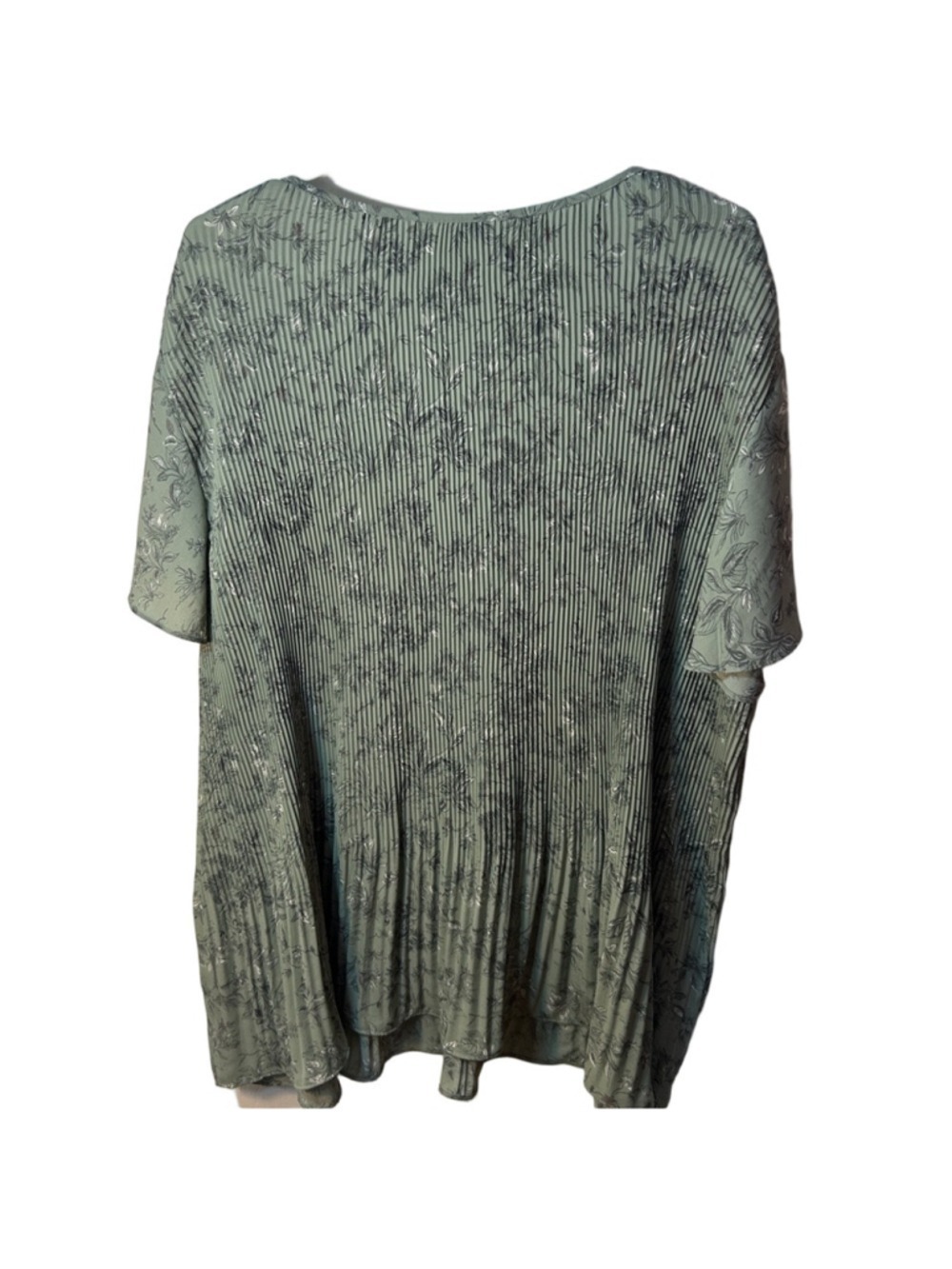 Penningtons Sage Green V-Neck Floral Pleated Tunic Blouse Size 4X - Picture 5 of 5